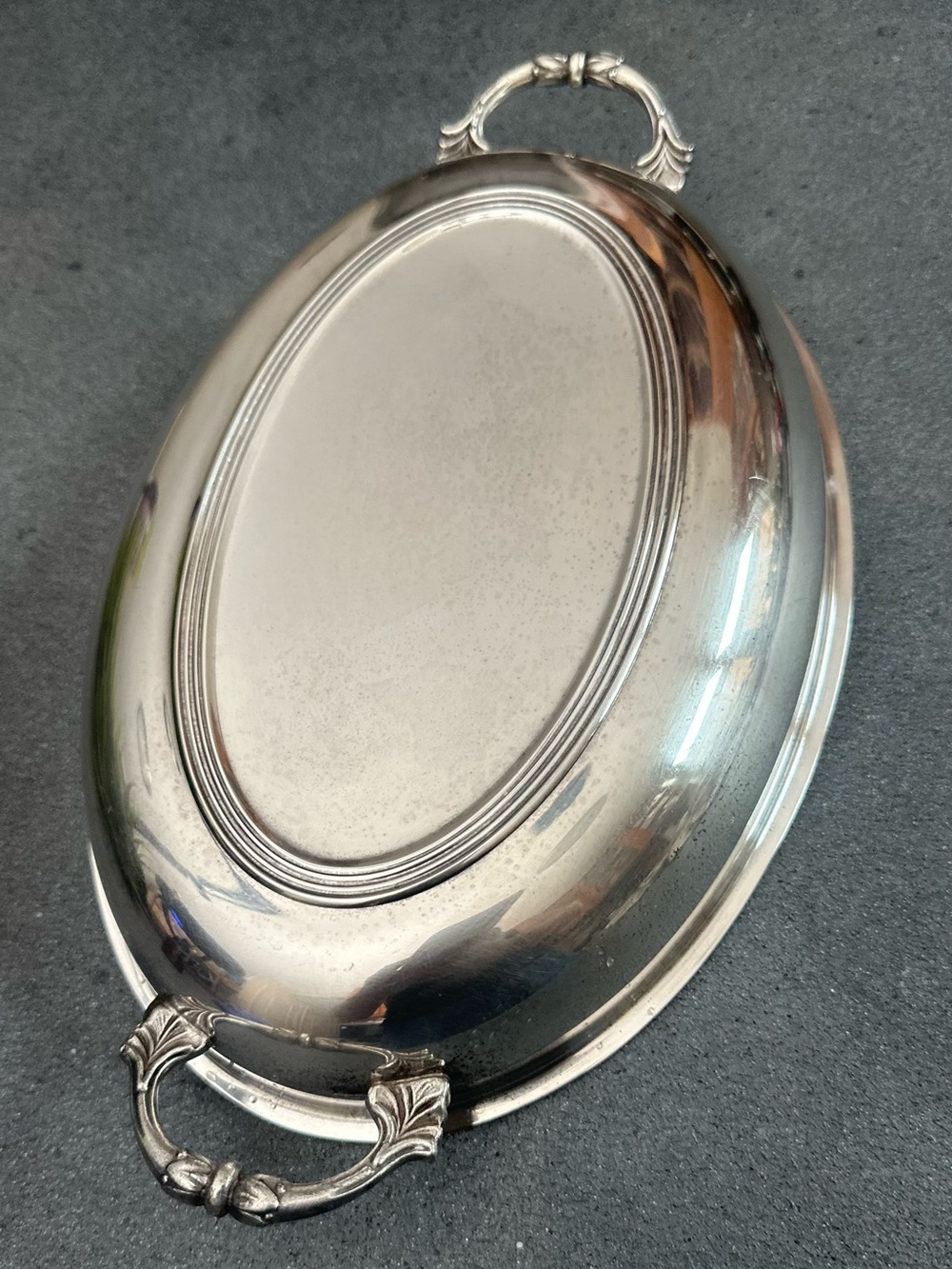 Classic Silver-Tone Serving Tray with Ornate Handles